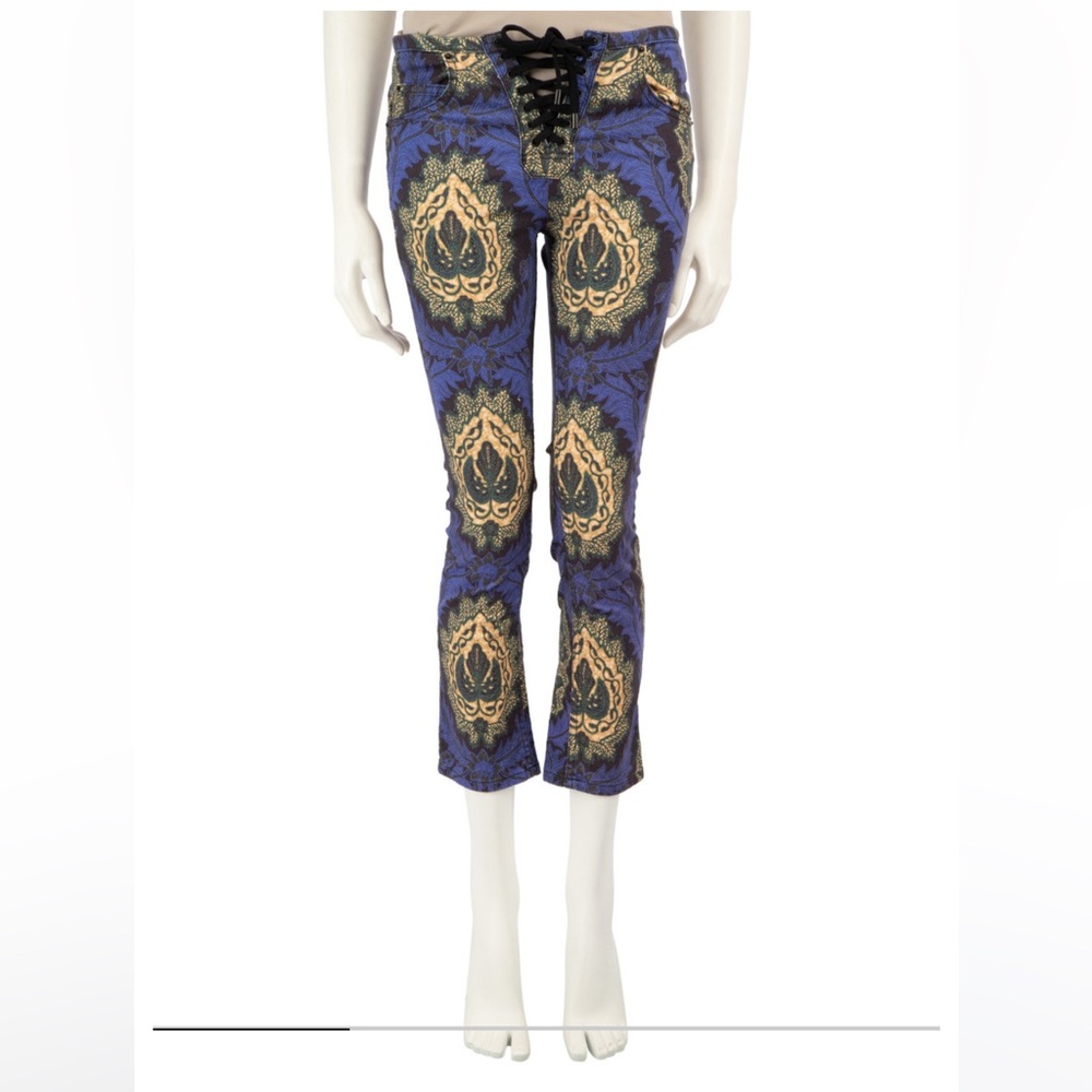 NWT Sz 36 FR/ US Sz 4 Isabel Marant Blue and Gold Paisley Cropped Pants